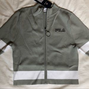 Fila Gray and White Zipper Top